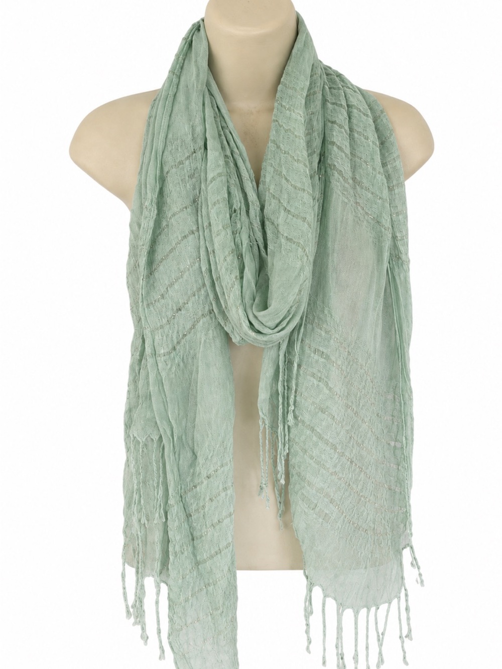 Forever 21 mint gold tinsel sparkle tassel scarf sarong coverup one size
